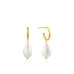 Gold Pearl Mini Hoop Earrings