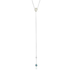 Turquoise and Opal Colour Silver Y Necklace