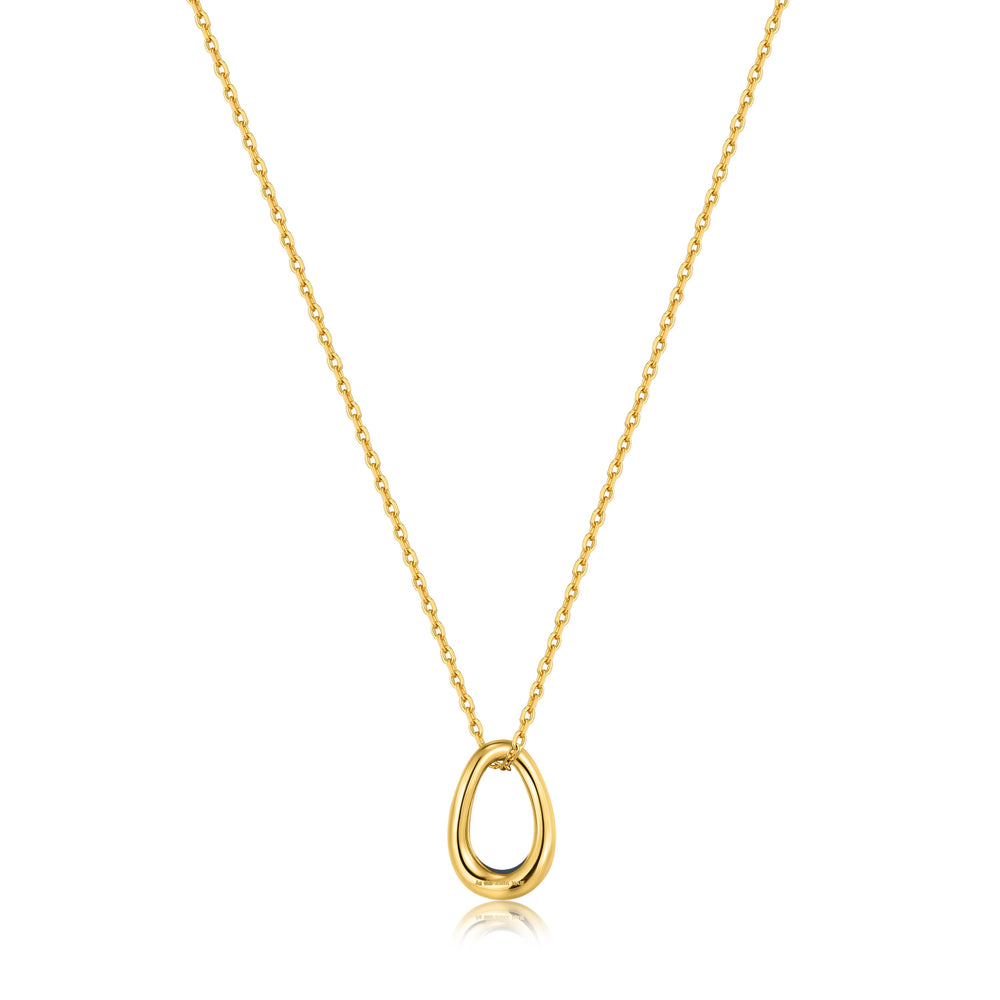 Navy Blue Enamel Gold Twisted Pendant Necklace