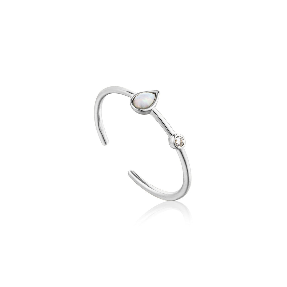 Opal Colour Raindrop Adjustable Silver Ring
