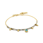 Turquoise and Labradorite Gold Bracelet