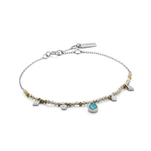 Turquoise and Labradorite Silver Bracelet