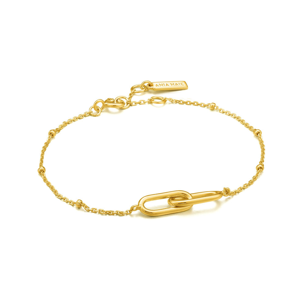 Gold Beaded Chain Link Bracelet