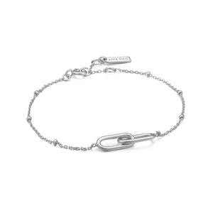 Silver Beaded Chain Link Bracelet
