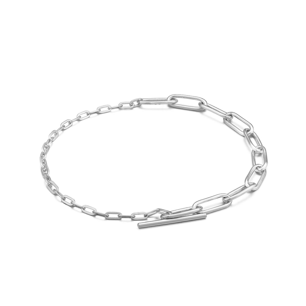 
            
                Load image into Gallery viewer, Silver Mixed Link T-bar Bracelet
            
        