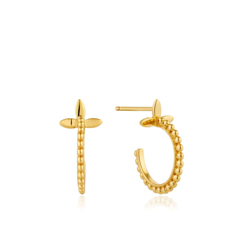 Gold Modern Beaded Hoop Earrings