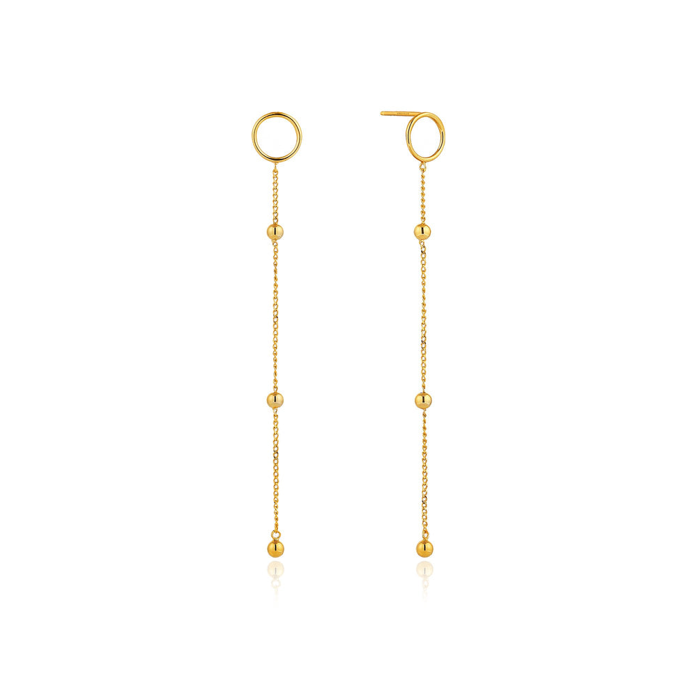 Gold Modern Beaded Drop Earrings