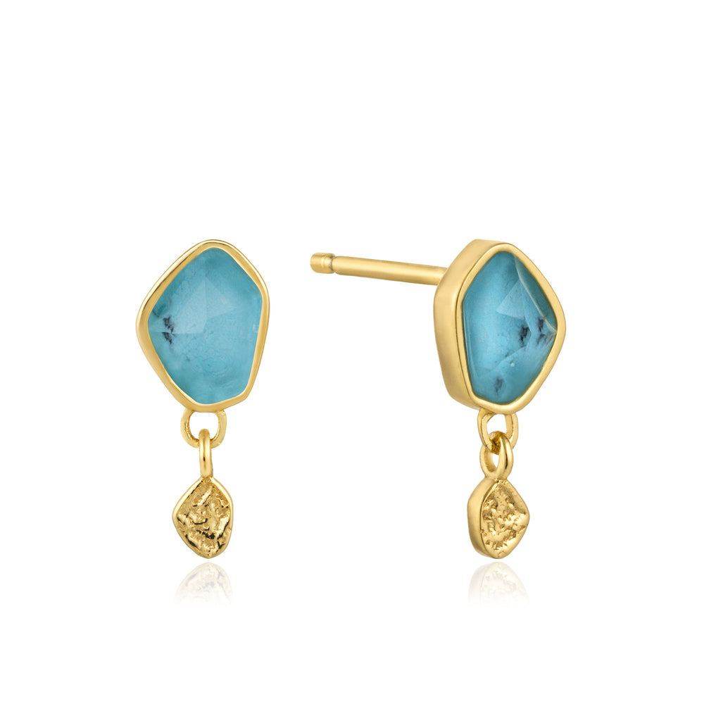 
            
                Load image into Gallery viewer, Turquoise Drop Gold Stud Earrings
            
        