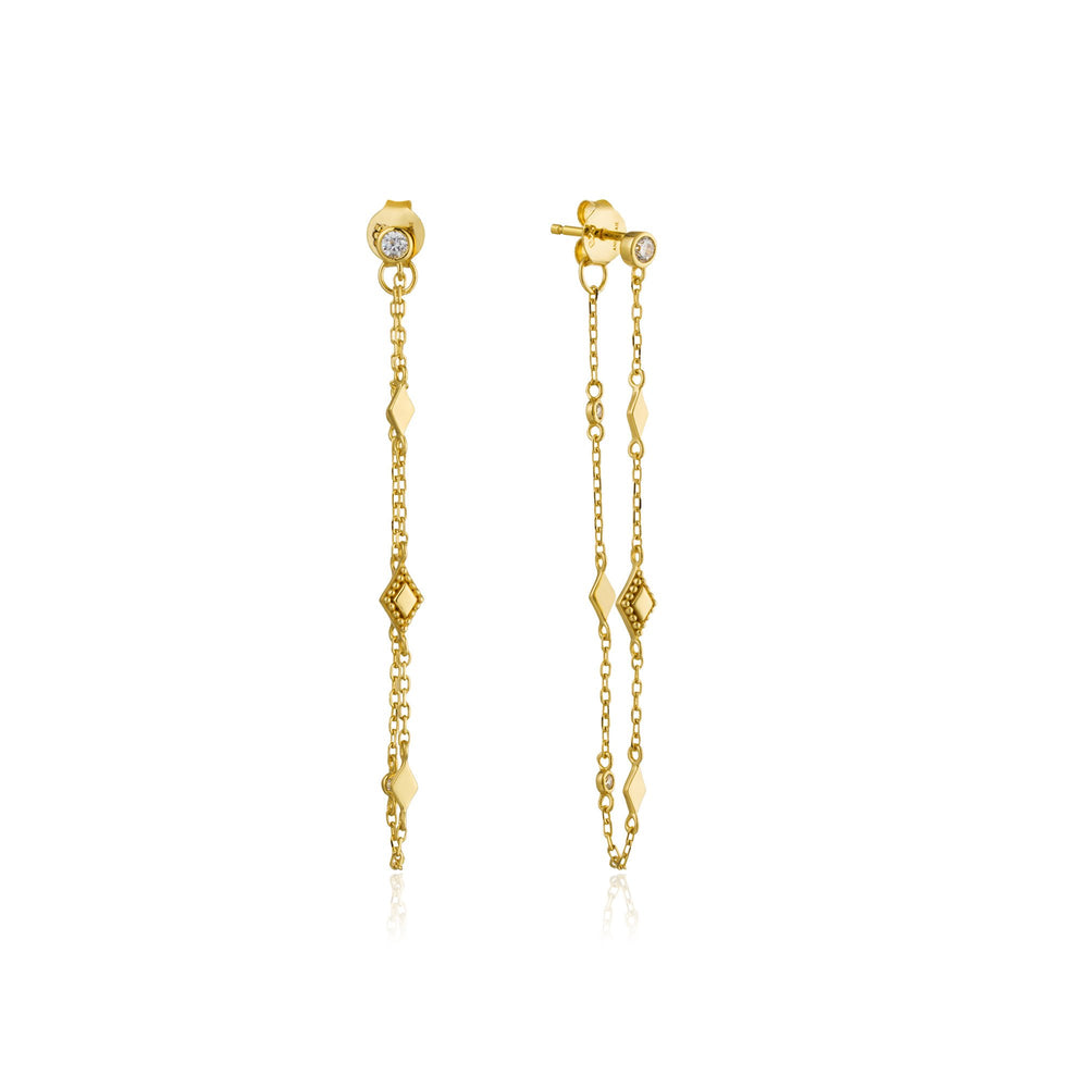 Twin Bloomy Bud Chain Drop Gold Earrings | Jewelry Online Shopping | Gold  Studs & Earrings