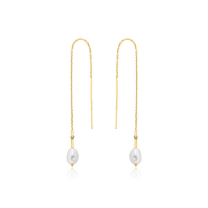 
            
                Load image into Gallery viewer, Gold Pearl Threader Earrings
            
        