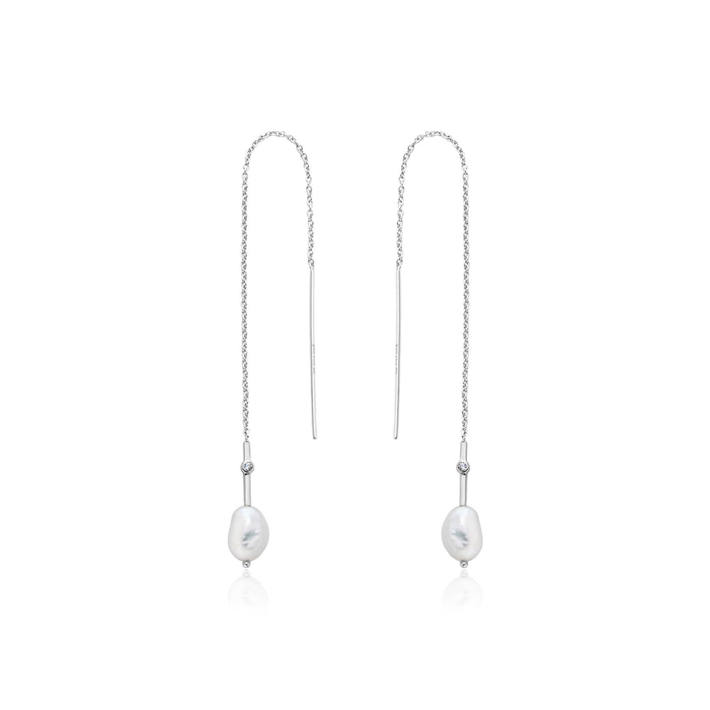 
            
                Load image into Gallery viewer, Silver Pearl Threader Earrings
            
        