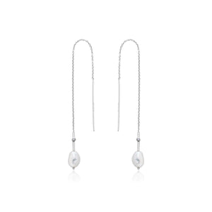 
            
                Load image into Gallery viewer, Silver Pearl Threader Earrings
            
        