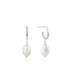 Silver Pearl Mini Hoop Earrings