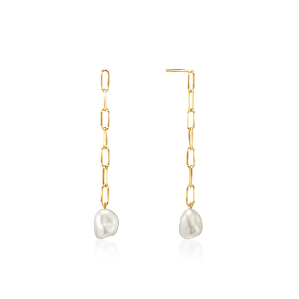 Gold Pearl Chunky Drop Earrings
