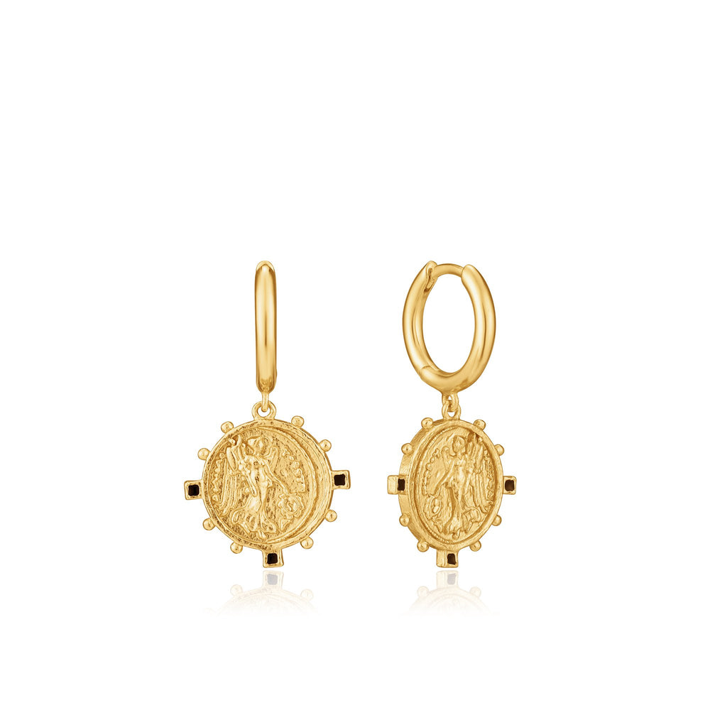 Gold Victory Goddess Mini Hoop Earrings