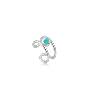 
            
                Load image into Gallery viewer, Silver Tidal Turquoise Ear Cuff
            
        