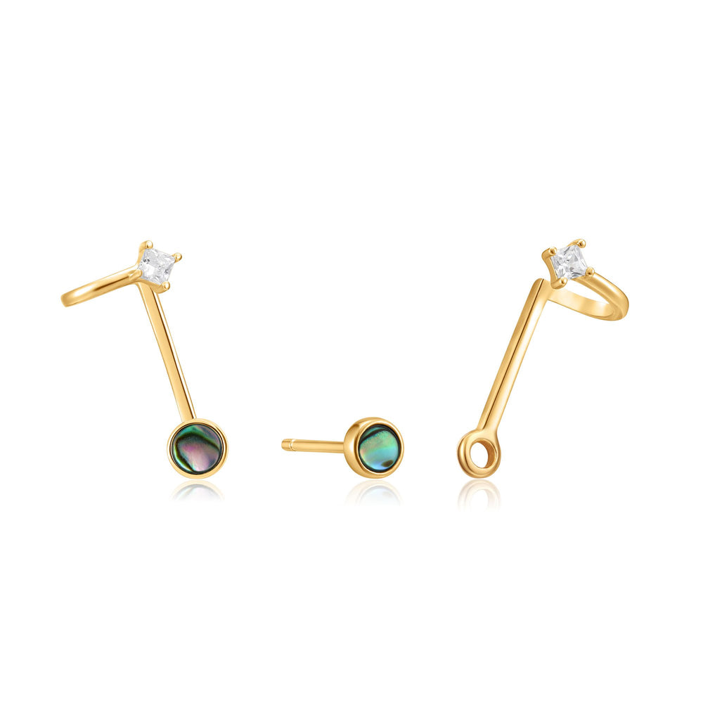 
            
                Load image into Gallery viewer, Gold Tidal Abalone Double Stud Earrings
            
        