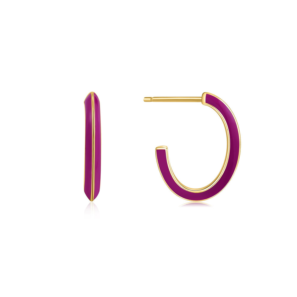 
            
                Load image into Gallery viewer, Berry Enamel Thick Gold Hoop Earrings
            
        