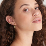 Sage Enamel Emblem Gold Hoop Earrings