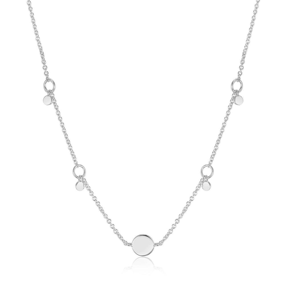 Silver Geometry Drop Discs Necklace
