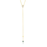 Turquoise and Opal Colour Gold Y Necklace