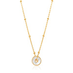 Gold Mother Of Pearl Disc Necklace