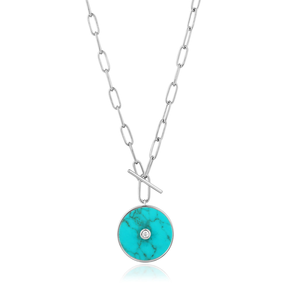 Silver Turquoise T-bar Necklace