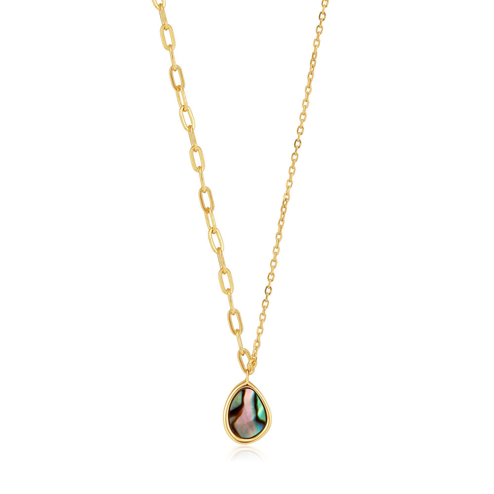 
            
                Load image into Gallery viewer, Gold Tidal Abalone Mixed Link Necklace
            
        