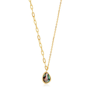 Gold Tidal Abalone Mixed Link Necklace