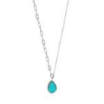 Silver Tidal Turquoise Mixed Link Necklace