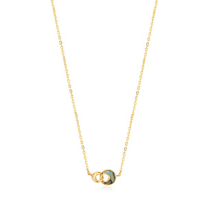 
            
                Load image into Gallery viewer, Gold Tidal Abalone Crescent Link Necklace
            
        