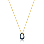 Navy Blue Enamel Gold Twisted Pendant Necklace