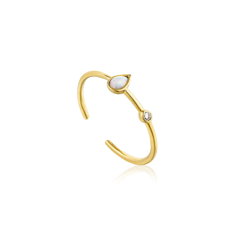 
            
                Load image into Gallery viewer, Opal Colour Raindrop Adjustable Gold Ring
            
        