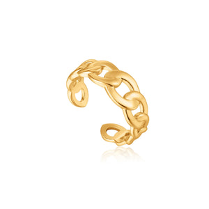 
            
                Load image into Gallery viewer, Gold Curb Chain Adjustable Ring
            
        
