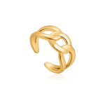 Gold Wide Curb Chain Adjustable Ring