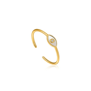 
            
                Load image into Gallery viewer, Evil Eye Gold Adjustable Ring
            
        