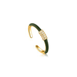 Forest Green Enamel Carabiner Gold Adjustable Ring